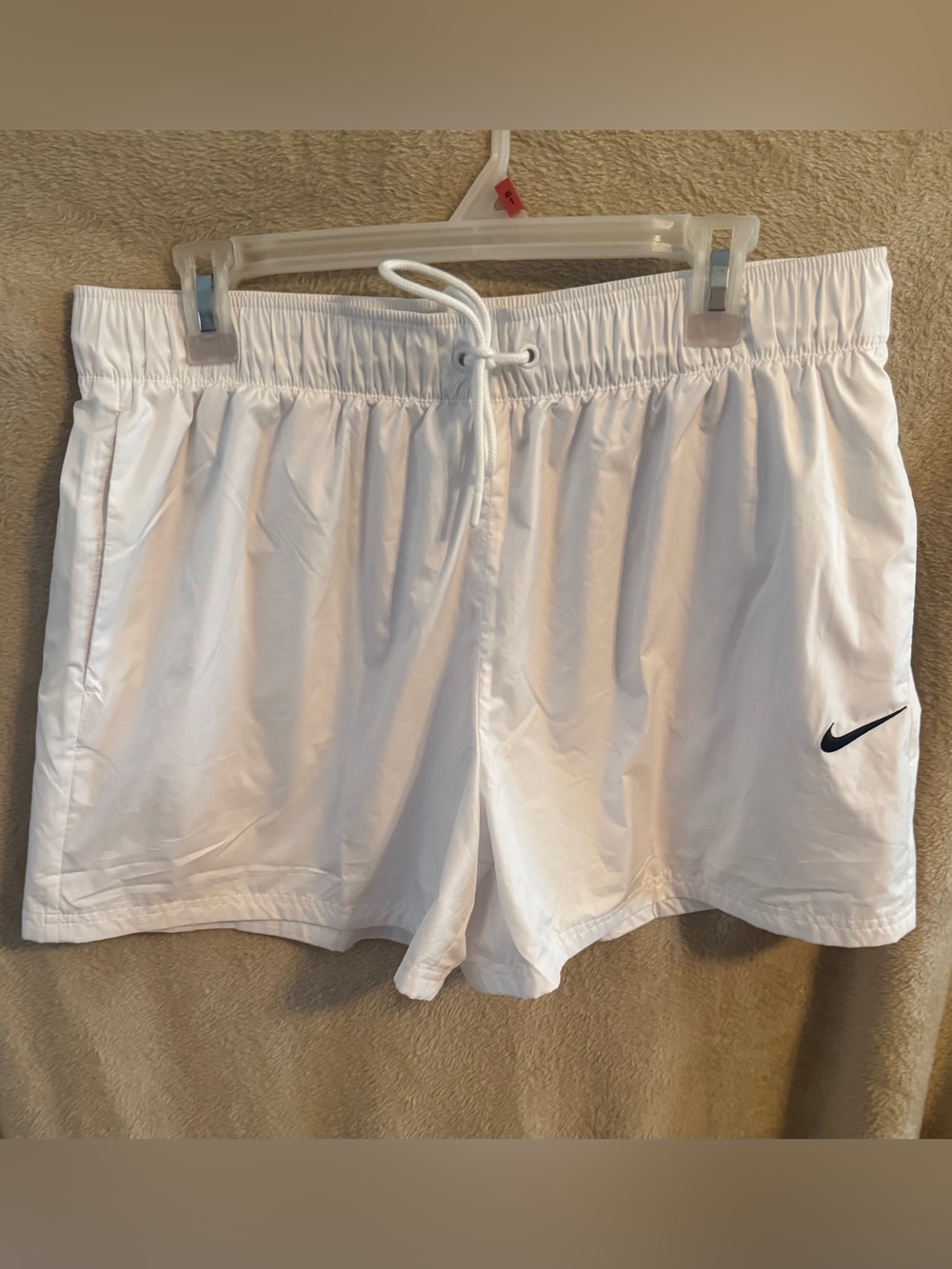 Nike White Women's Athletic Drawstring Shorts with Swoosh